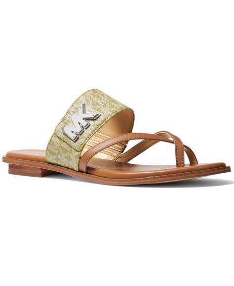 michael kors silver sandals|michael kors sidney flat sandals.